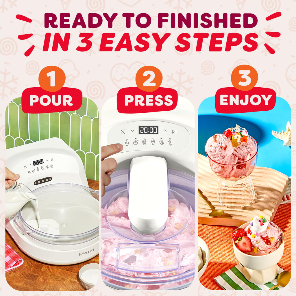 Chill Ice Cream Maker with ‑In Compressor, No Pre‑Freezing, Real Ice Cream in Minutes*, Gelato, Sorbet, Rolled, Non‑Dairy, Mix‑Ins, Easy Clean Up, Quiet, Makes Up to 2 Pints