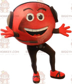 BIGGYMONKEYSmiling Red Man Mascot Costume With Operator Helmet