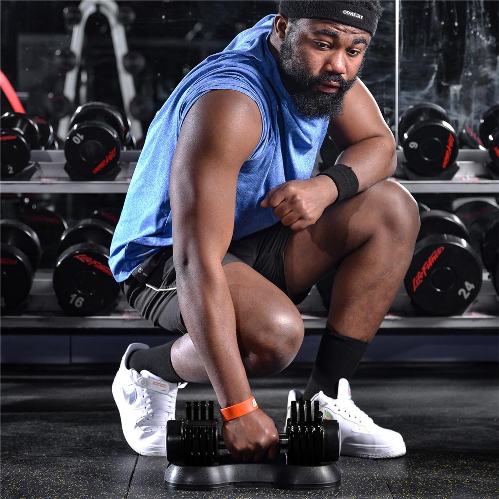 Adjustable Dumbbell 5-25Lbs Weight Options Non-Slip Dumbbell with Handle and Weight Plate for Body Workout Home Gym, SINGLE