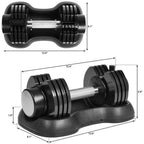 Adjustable Dumbbell 5-25Lbs Weight Options Non-Slip Dumbbell with Handle and Weight Plate for Body Workout Home Gym, SINGLE