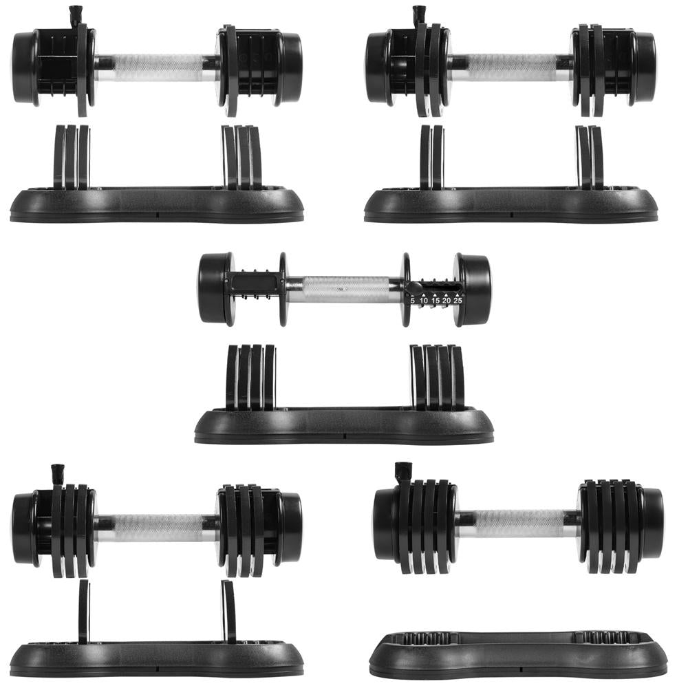 Adjustable Dumbbell 5-25Lbs Weight Options Non-Slip Dumbbell with Handle and Weight Plate for Body Workout Home Gym, SINGLE