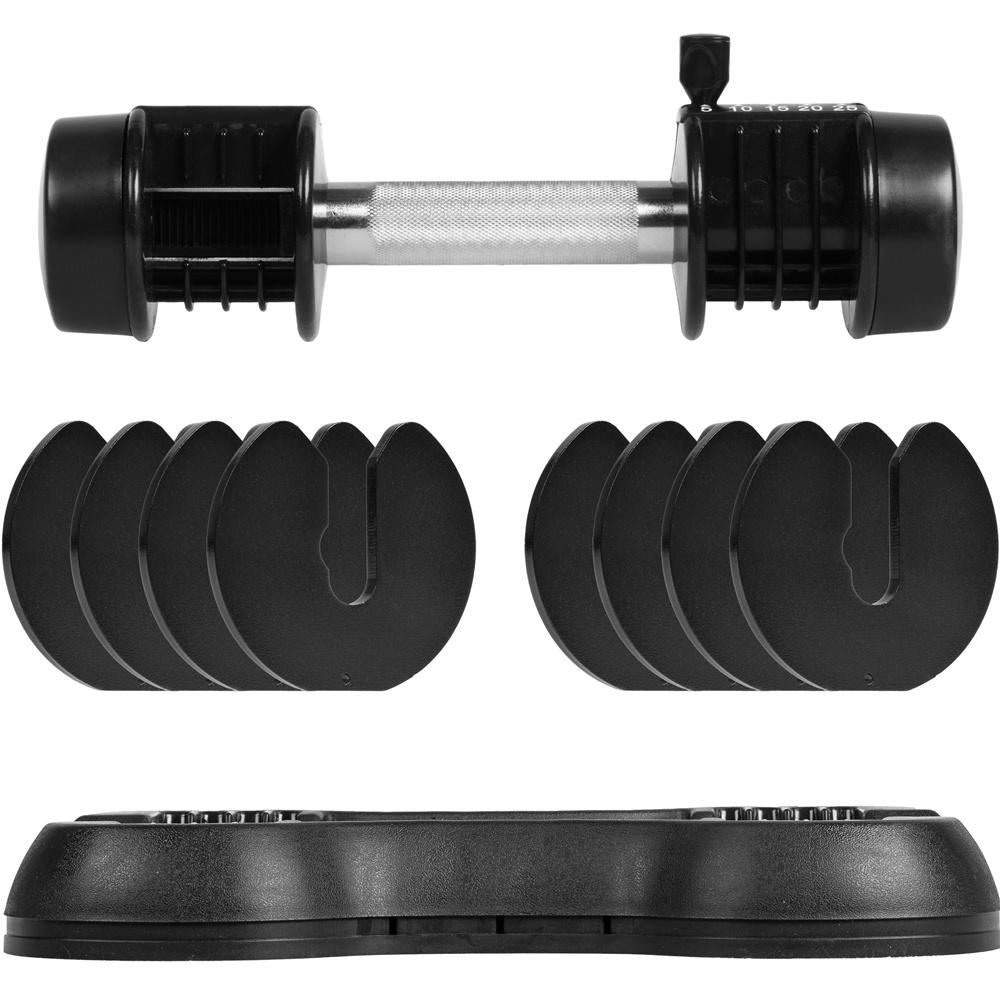 Adjustable Dumbbell 5-25Lbs Weight Options Non-Slip Dumbbell with Handle and Weight Plate for Body Workout Home Gym, SINGLE