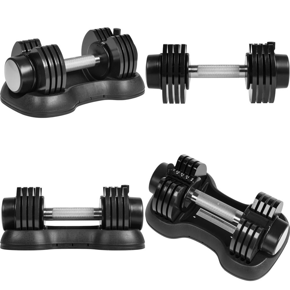 Adjustable Dumbbell 5-25Lbs Weight Options Non-Slip Dumbbell with Handle and Weight Plate for Body Workout Home Gym, SINGLE