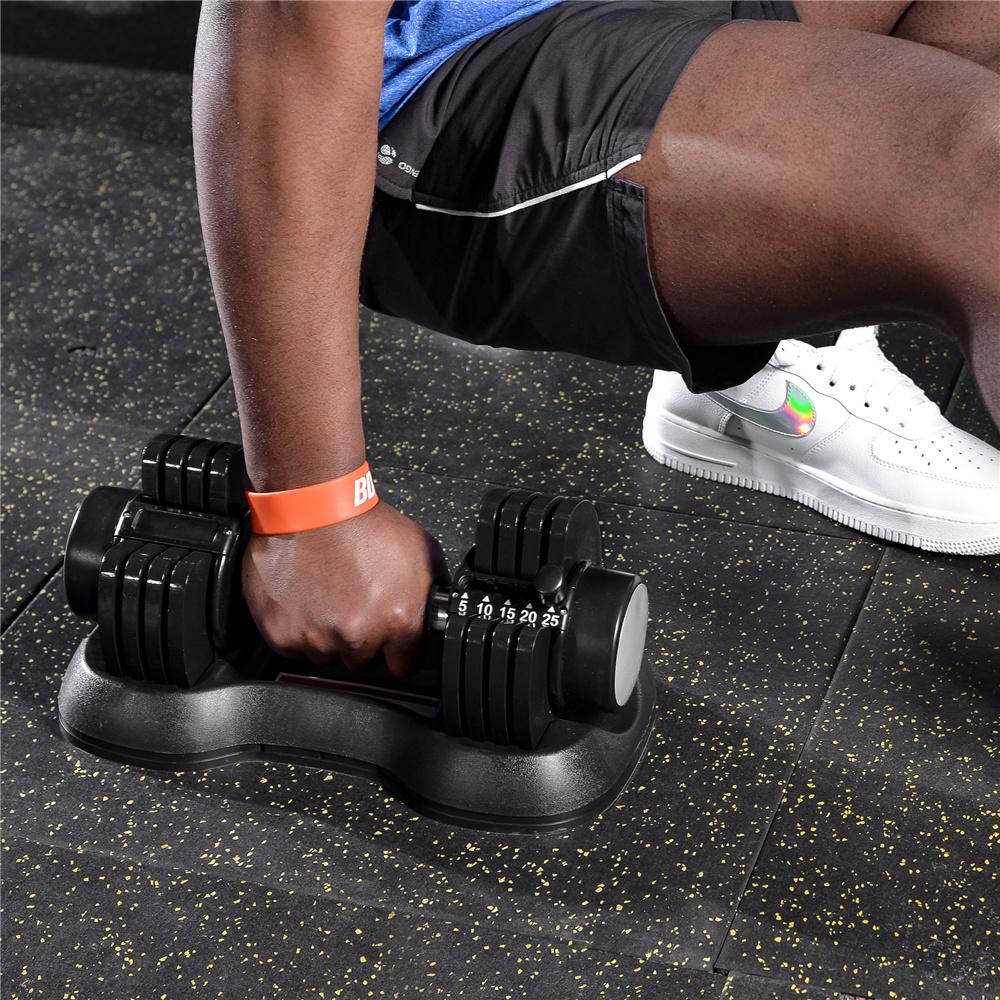 Adjustable Dumbbell 5-25Lbs Weight Options Non-Slip Dumbbell with Handle and Weight Plate for Body Workout Home Gym, SINGLE