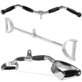 FITNESS MANIAC 28" Chrome LAT Bar Home Gym Cable Attachments Set 30" Curl Bar with Rubber Handgrips 28" Metal LAT Bar Rotating Revolving Pull Down Accessories