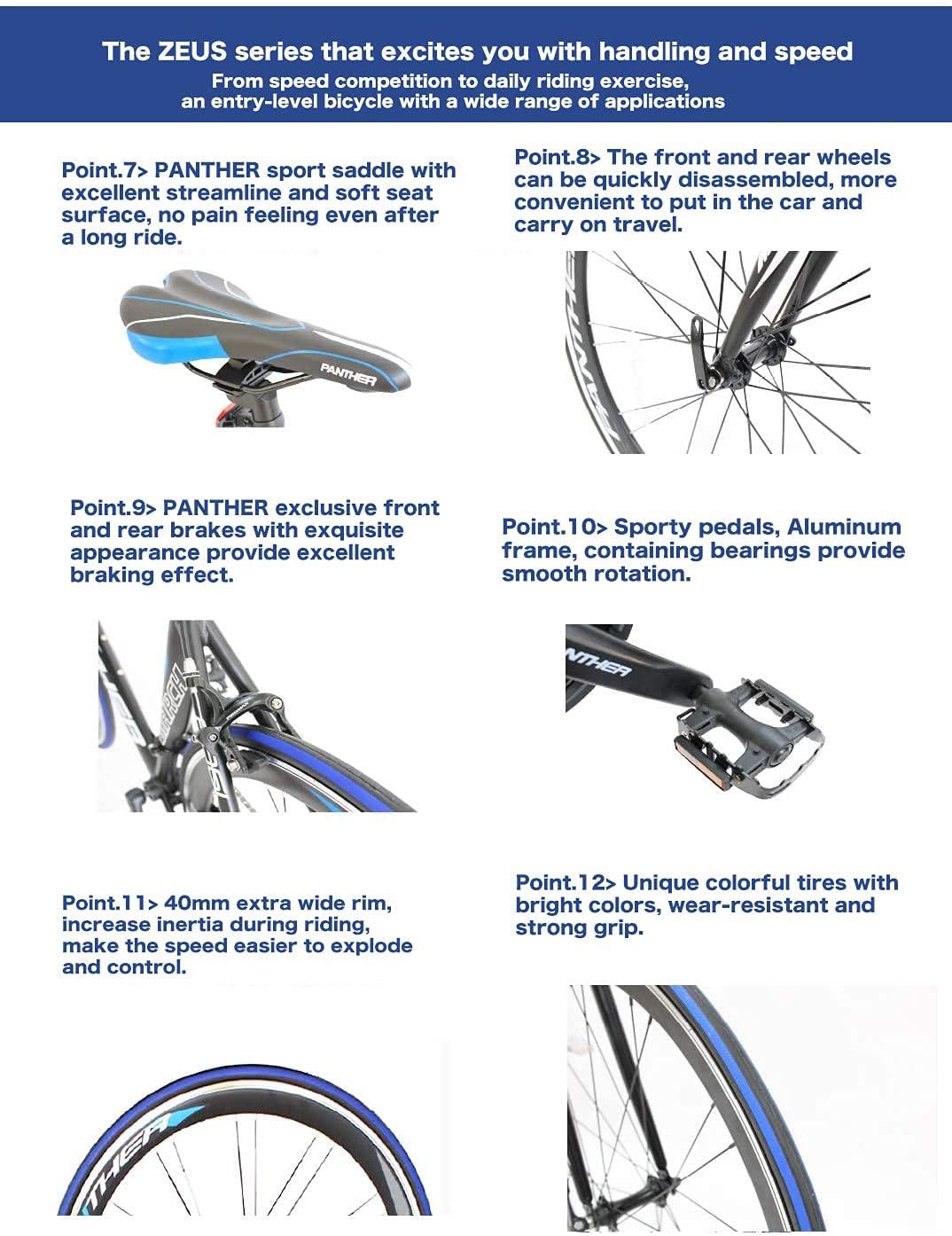 PANTHER(Japanese Brands) Road Bike  16speeds,STI Brake Shifting Integrated Controller,Aluminum Frame,700×25C,Drop Handlebars, Disassembled Wheel