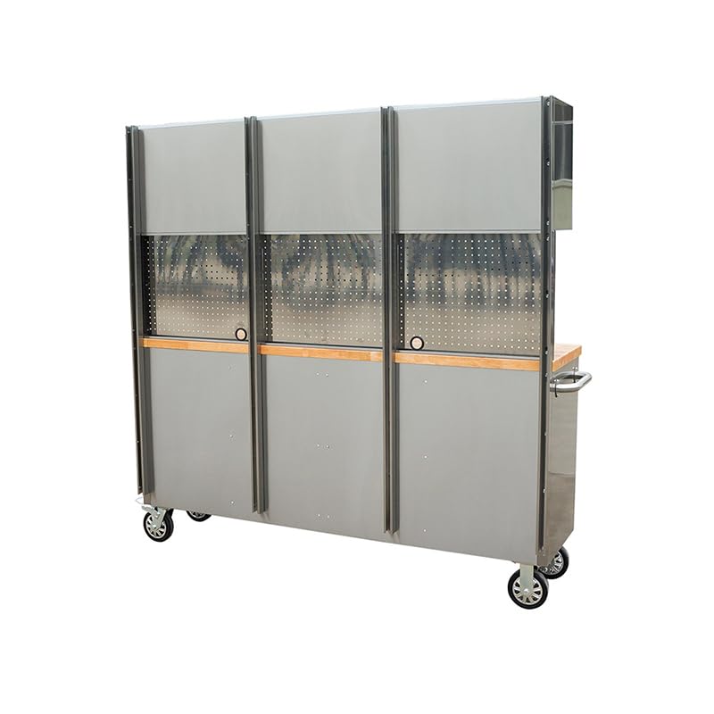 72-Inch  Steel Rolling Tool Chest with 15 Drawers + 3 Upper Cabinets, Mobile Workbench, Assembled LarTool Box Lockable StoraCabinet with Wheels for GaraWorkshop