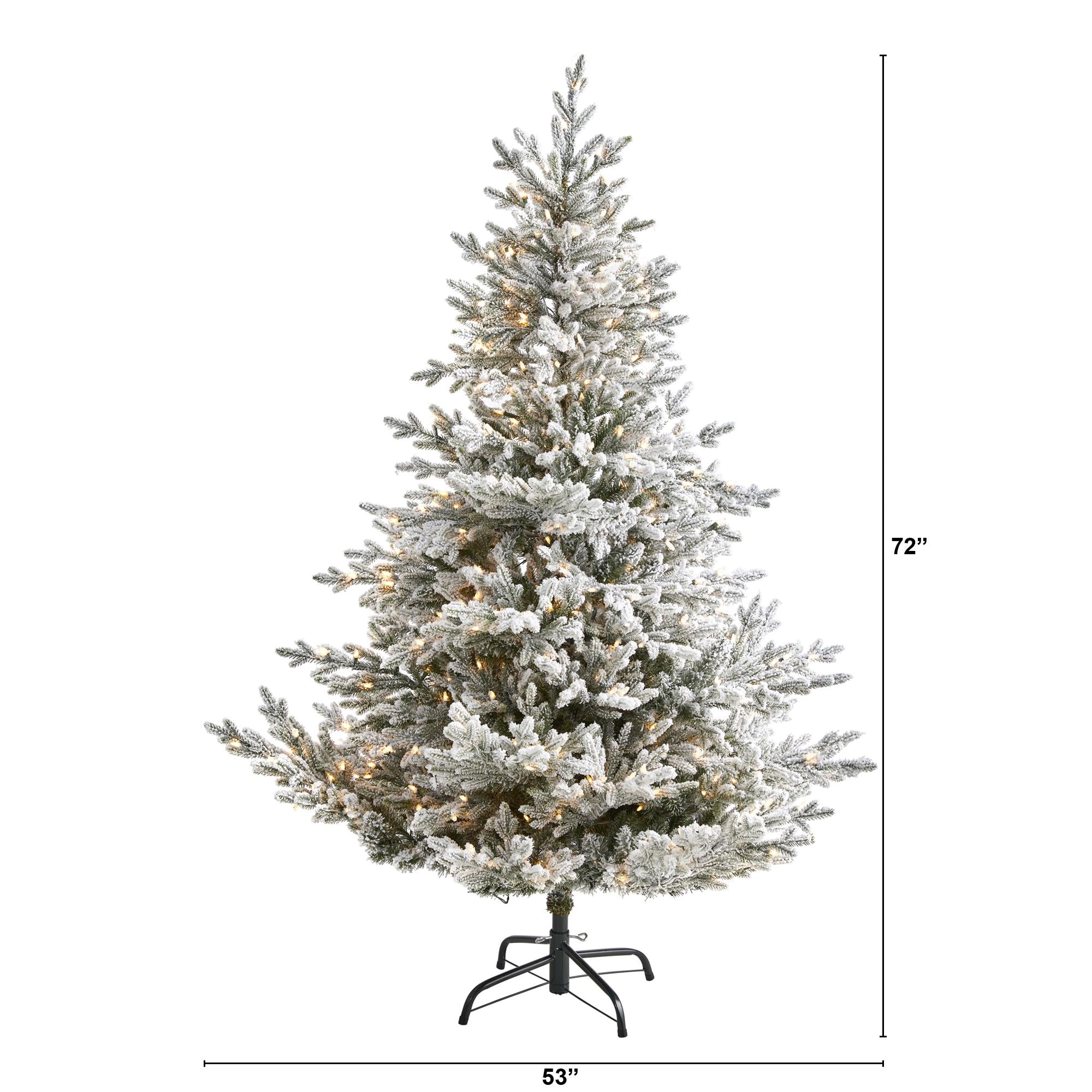 Nearly Natural 6' Green Fraser Fir Flocked Artificial Christmas Tree Prelit 500 Warm White Lights