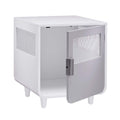 Staart Wooden Indoor Pet Crate/Kennel and End Table Console Dcor Furniture- Small 19' x 22' x 22'- Alpine White and Light Gray
