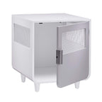 Staart Wooden Indoor Pet Crate/Kennel and End Table Console Dcor Furniture- Small 19' x 22' x 22'- Alpine White and Light Gray