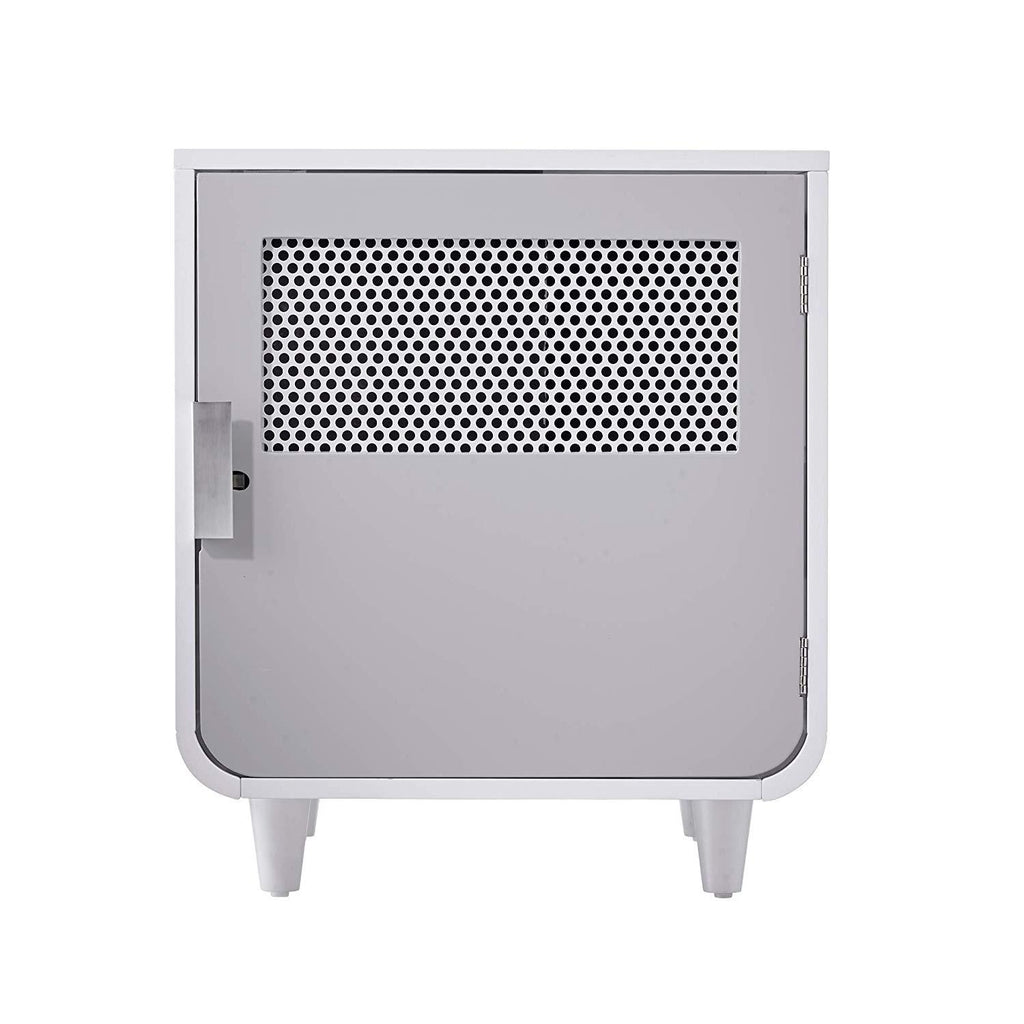 Staart Wooden Indoor Pet Crate/Kennel and End Table Console Dcor Furniture- Small 19' x 22' x 22'- Alpine White and Light Gray