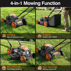 21” Self Propelled Lawn Mower Gas, 170CC 4-IN-1 Mulch/Rear Bag/Side Discharge/Rear Discharge, Walk-Behind Gas Lawnmower with 7-Position Cutting Height, Foldable Gas Powered Lawn Mowers for Lawn Garden