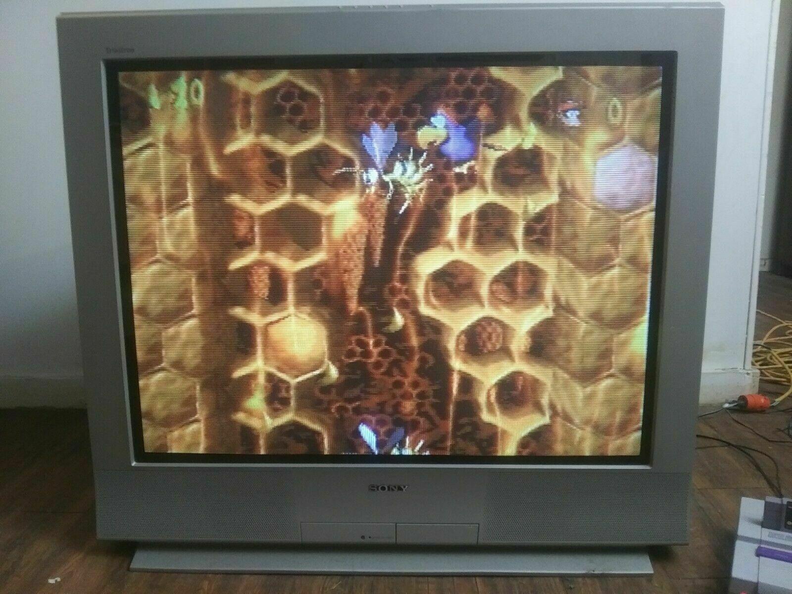 sony trinitron 36" retro gaming monitor crt kv-36fs12 4 av inputs with remote!