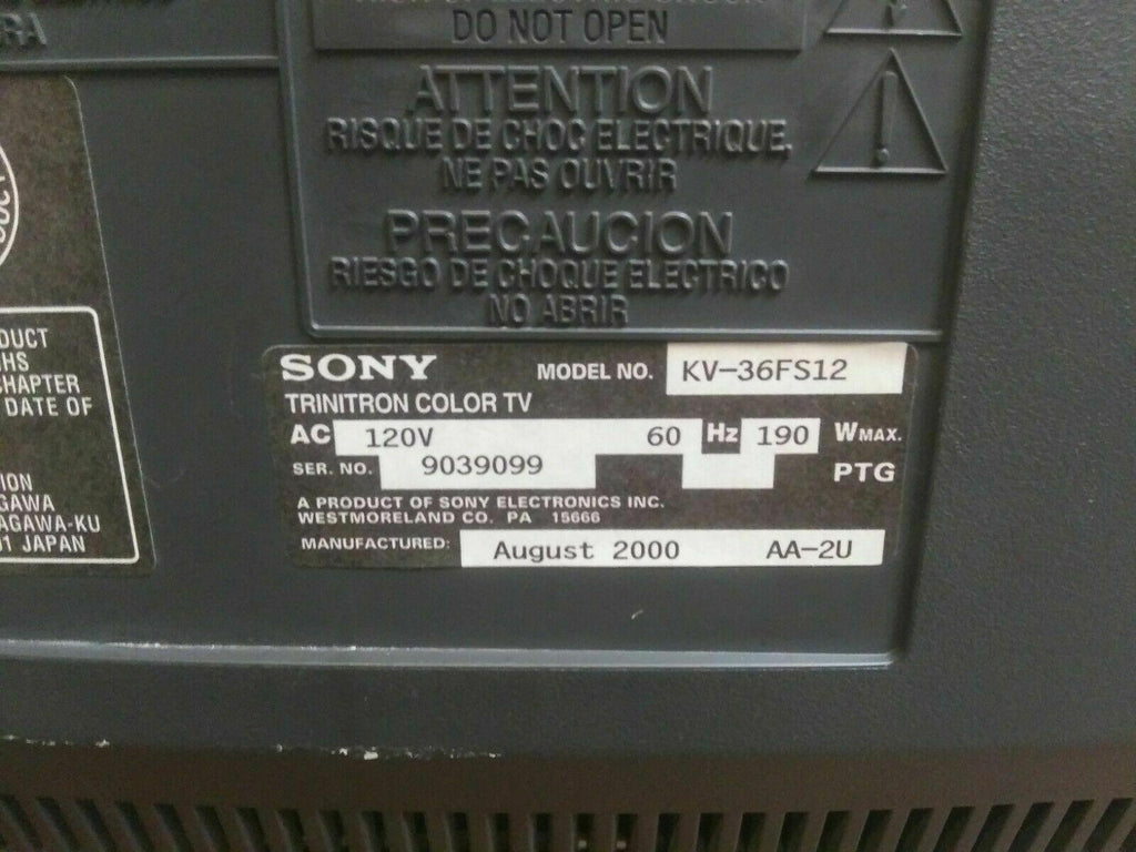 sony trinitron 36" retro gaming monitor crt kv-36fs12 4 av inputs with remote!