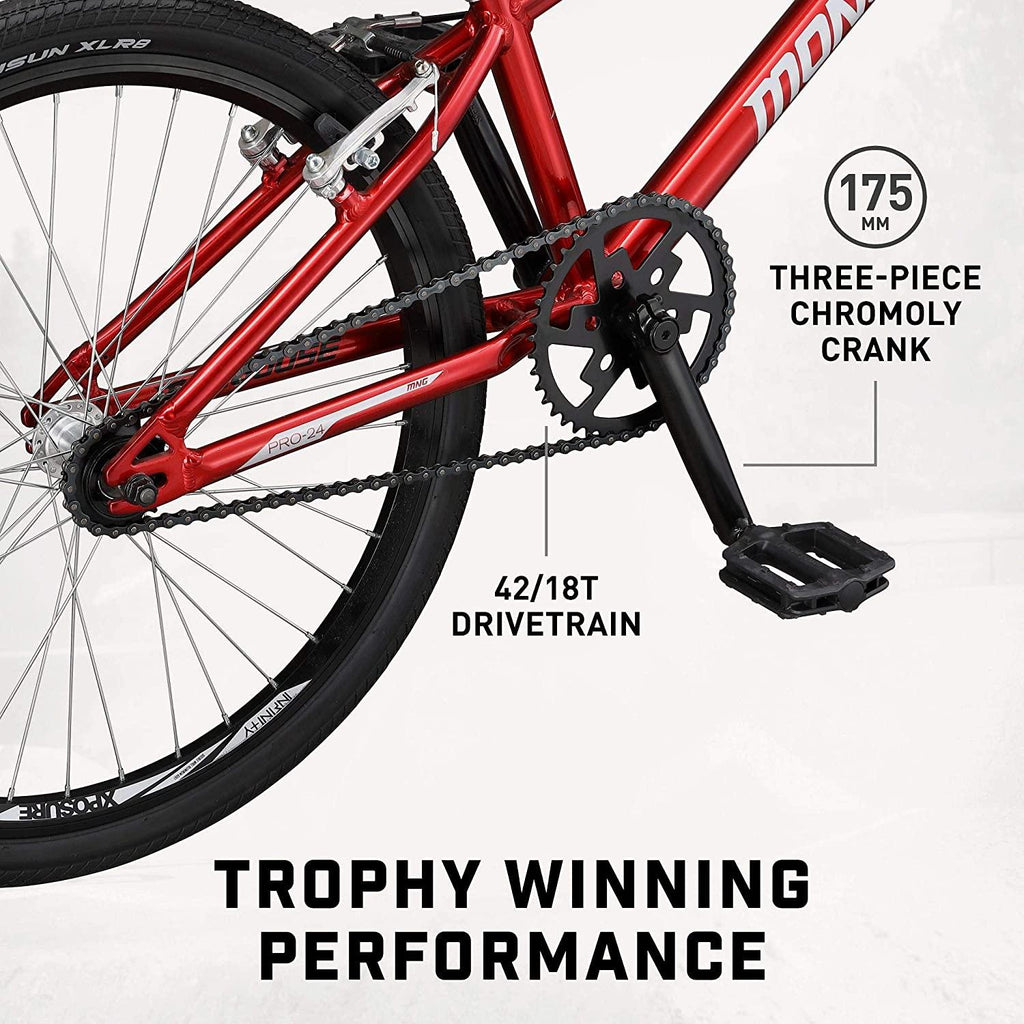 Mongoose Title 24 BMX Race Bike, 24-inch Wheels, Beginner or Returning Riders, Lightweight Tectonic T1 Aluminum Frame and Internal Cable Routing