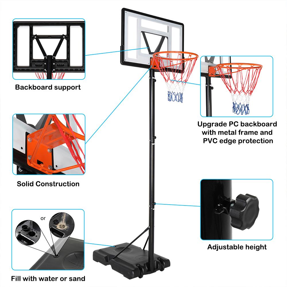 UBesGoo Kids Youth Portable Basketball Hoop, 6.9'-10' Height Adjustable Basketball Goal Stand, with 34 Inch PVC Backboard