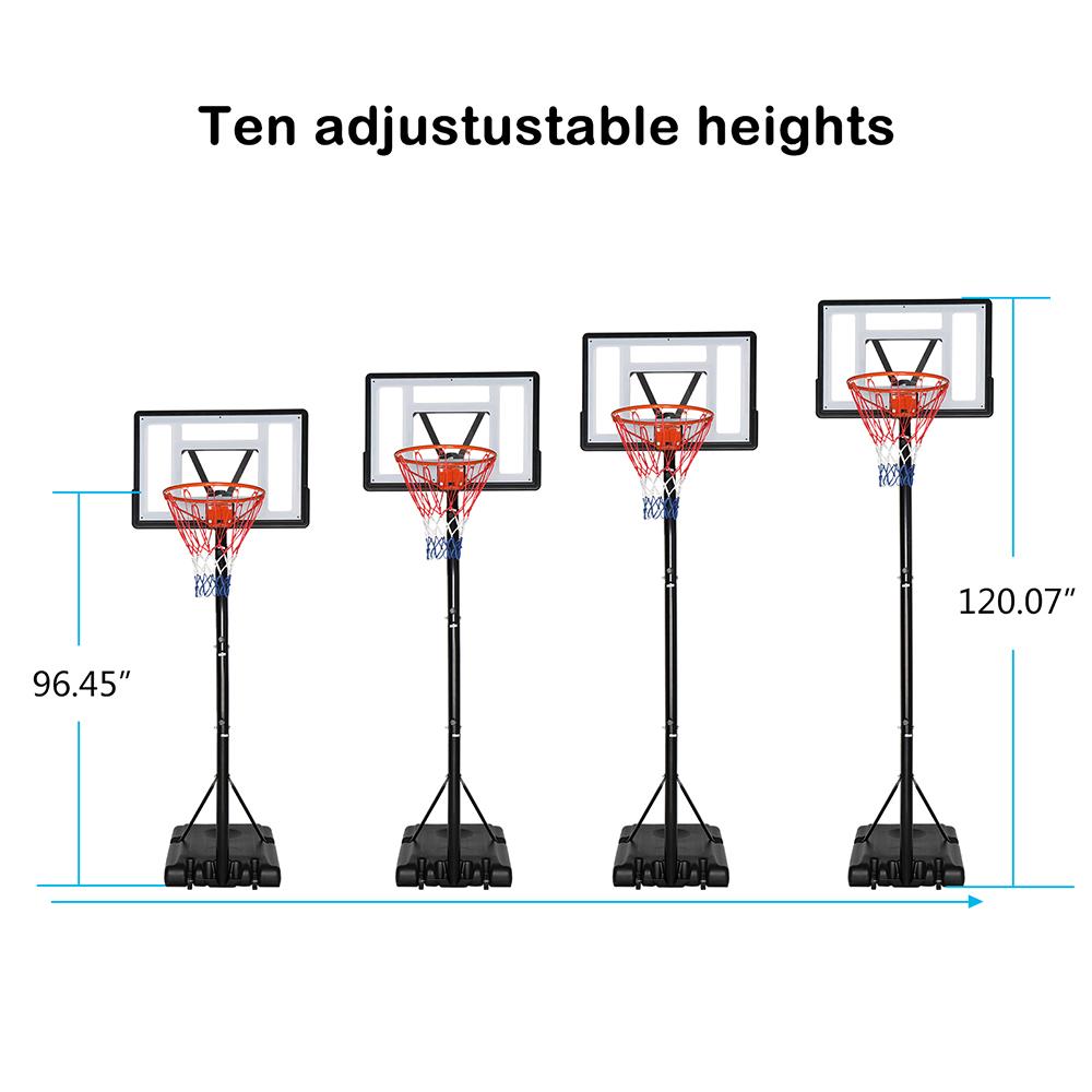 OverPatio Outdoor Portable Youth Basketball Hoop &amp; Goal Stand, 7ft -10ft Height Adjustable