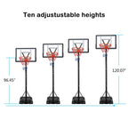 Zimtown 7-10ft Height Adjustable Basketball Hoop, Portable Basketball Goal System, with Wheels &amp; Shatterproof Backboard, for Indoor/Outdoor Kids Youth Playing