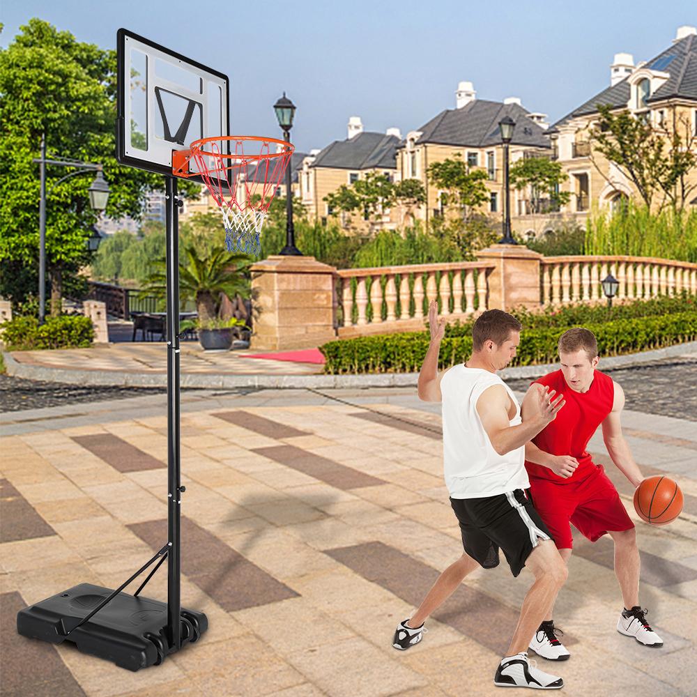 Zimtown 7-10ft Height Adjustable Basketball Hoop, Portable Basketball Goal System, with Wheels &amp; Shatterproof Backboard, for Indoor/Outdoor Kids Youth Playing