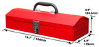 TB102  16" Hip Roof Style Portable Steel Tool Box with Metal Latch Closure, Red