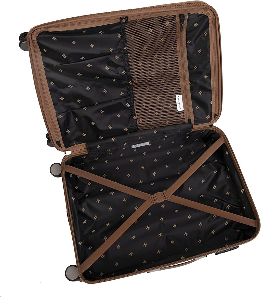 Quaint 31" Hardside Checked 8 Wheel Expandable Spinner, Black with Almond Trim