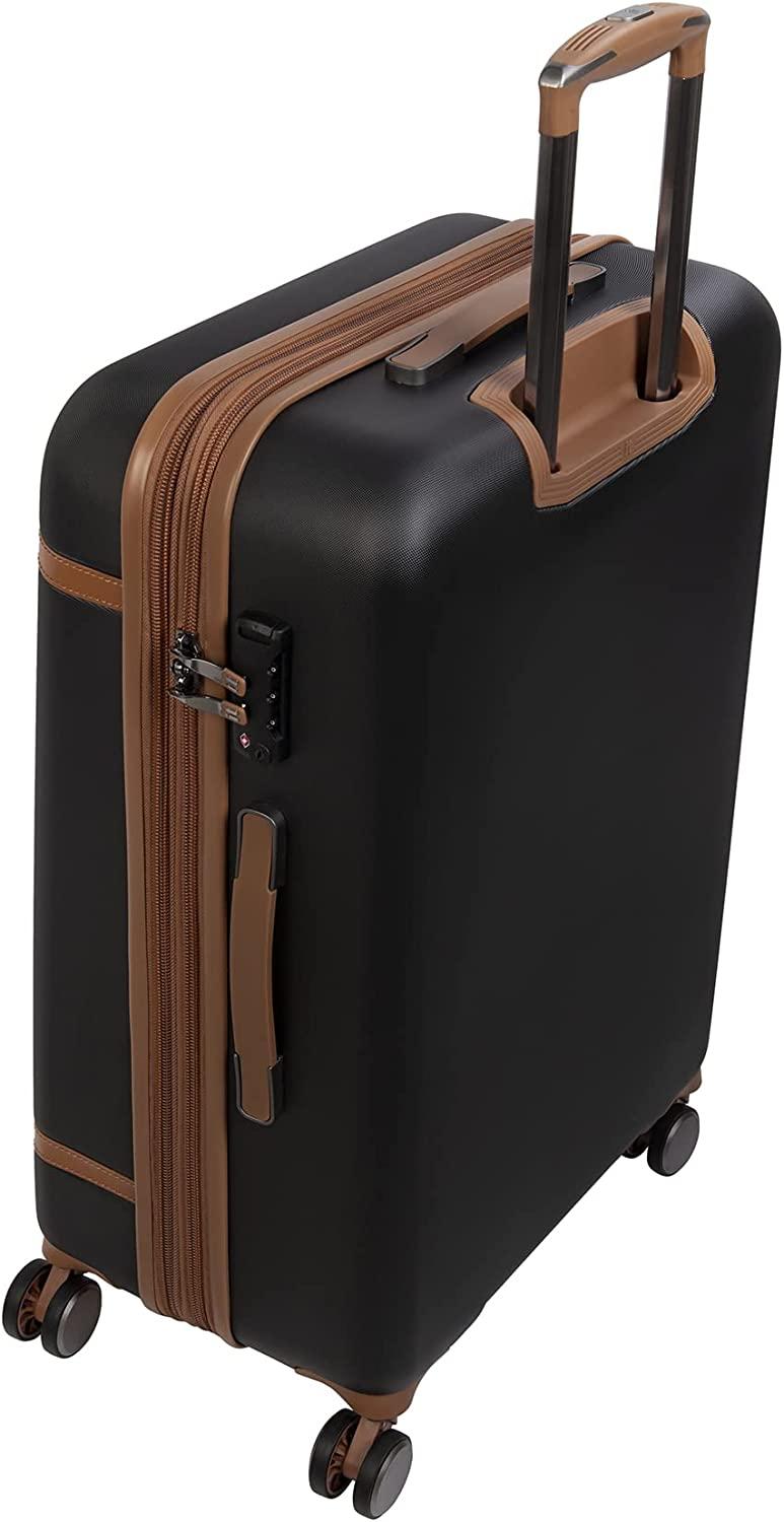 Quaint 31" Hardside Checked 8 Wheel Expandable Spinner, Black with Almond Trim