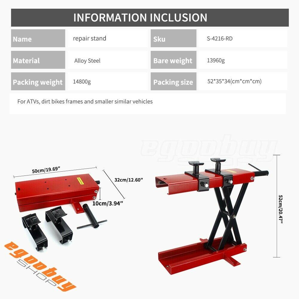 1100 LB Universal ATVs Motorcycles Center Scissor Lift Jack Hoist Stand 9.5-50cm