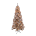 Puleo International Rose Gold Tinsel 6.5 ft. Pre-Lit Artificial Christmas Tree