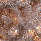 Puleo International Rose Gold Tinsel 6.5 ft. Pre-Lit Artificial Christmas Tree