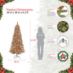 Puleo International Rose Gold Tinsel 6.5 ft. Pre-Lit Artificial Christmas Tree