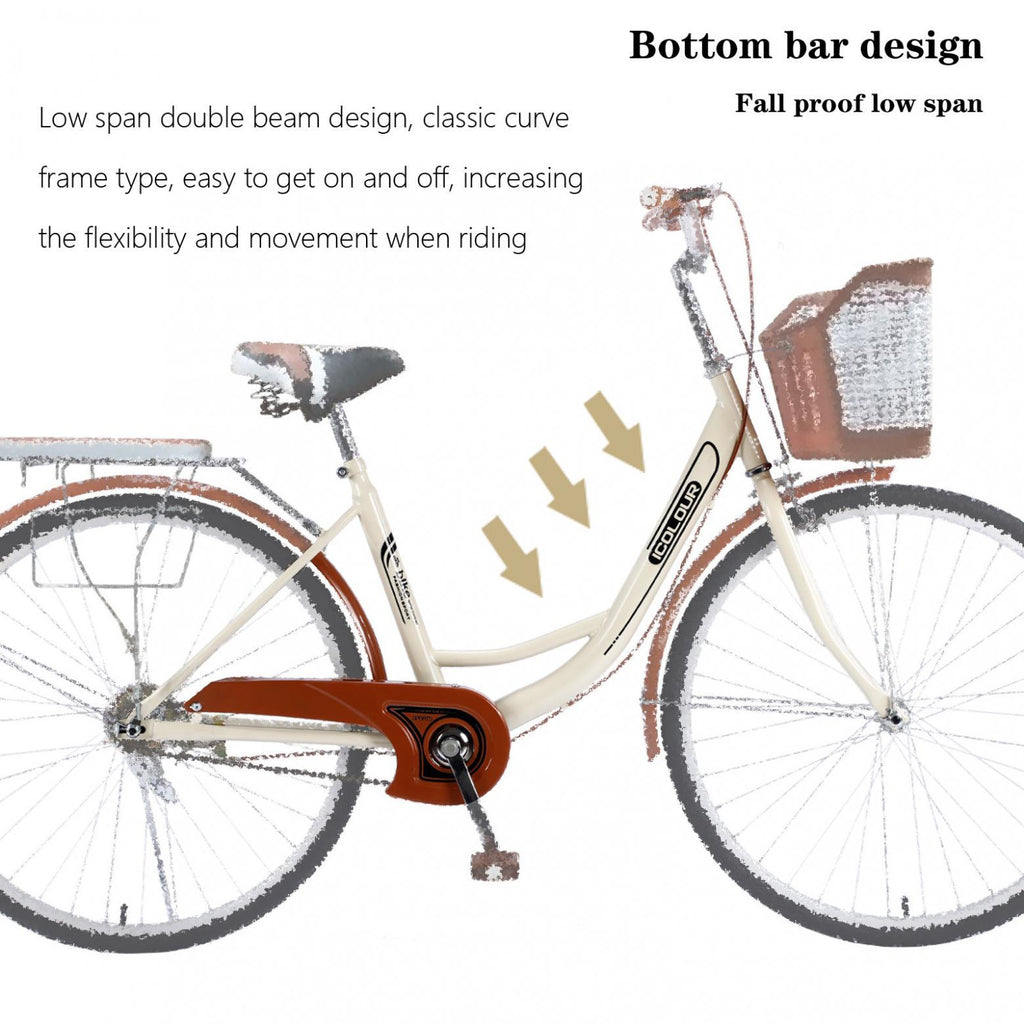 AUSPUM 26 Inches Classic Bicycle Retro Bicycle Suitable for Men and Women