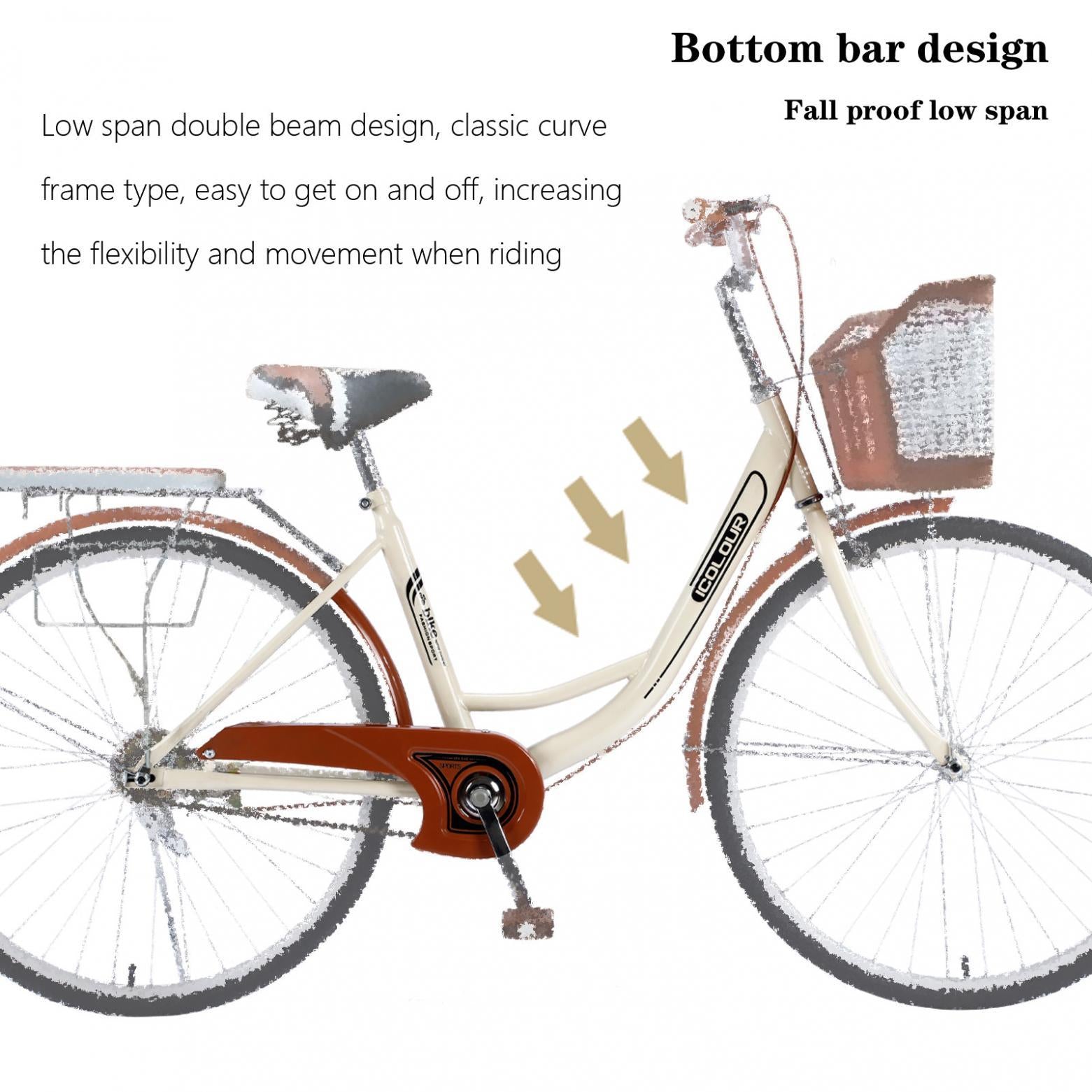 AUSPUM 26 Inches Classic Bicycle Retro Bicycle Suitable for Men and Women