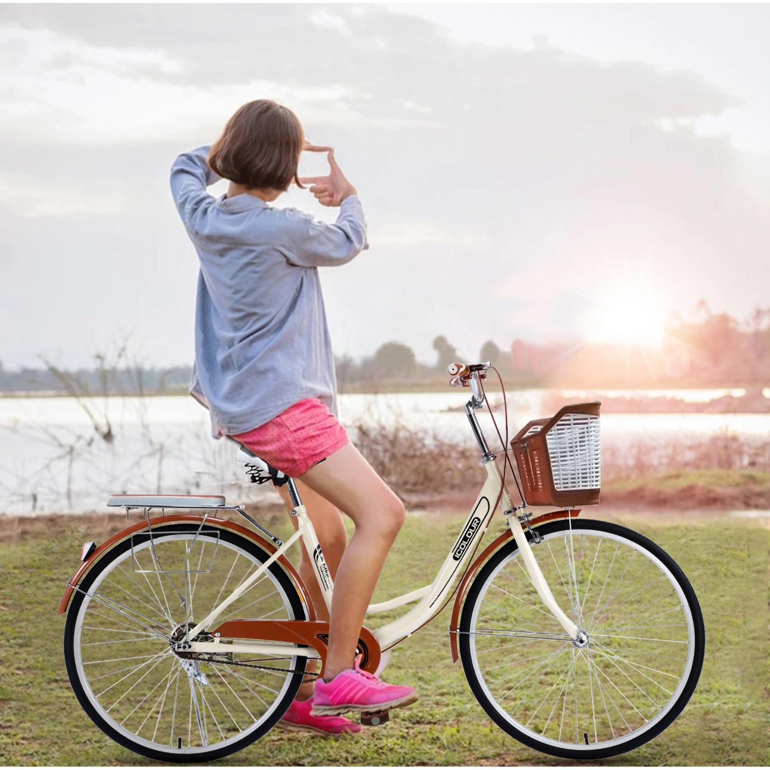 AUSPUM 26 Inches Classic Bicycle Retro Bicycle Suitable for Men and Women