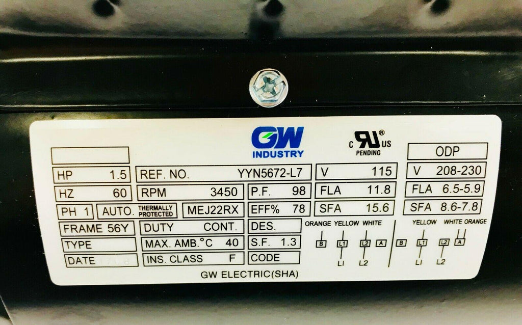 gw refurbished 56y frame square flange pool pump motor 1hp 1.5hp 2hp