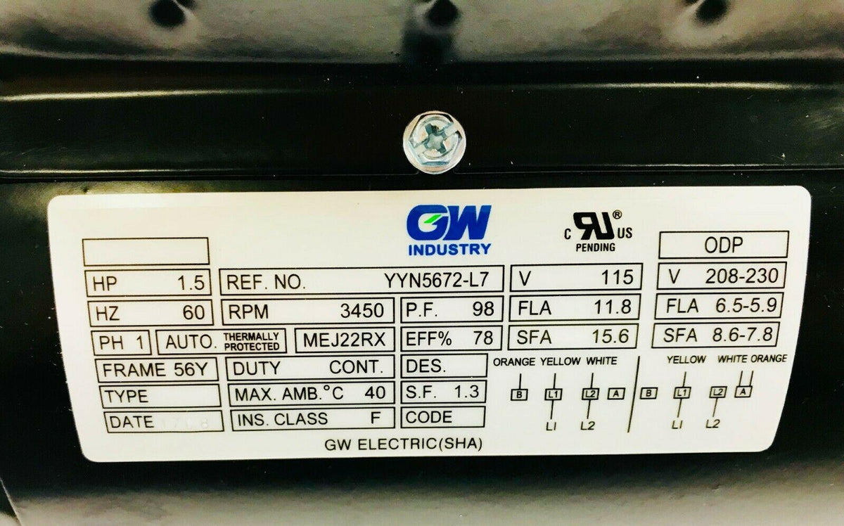 gw refurbished 56y frame square flange pool pump motor 1hp 1.5hp 2hp