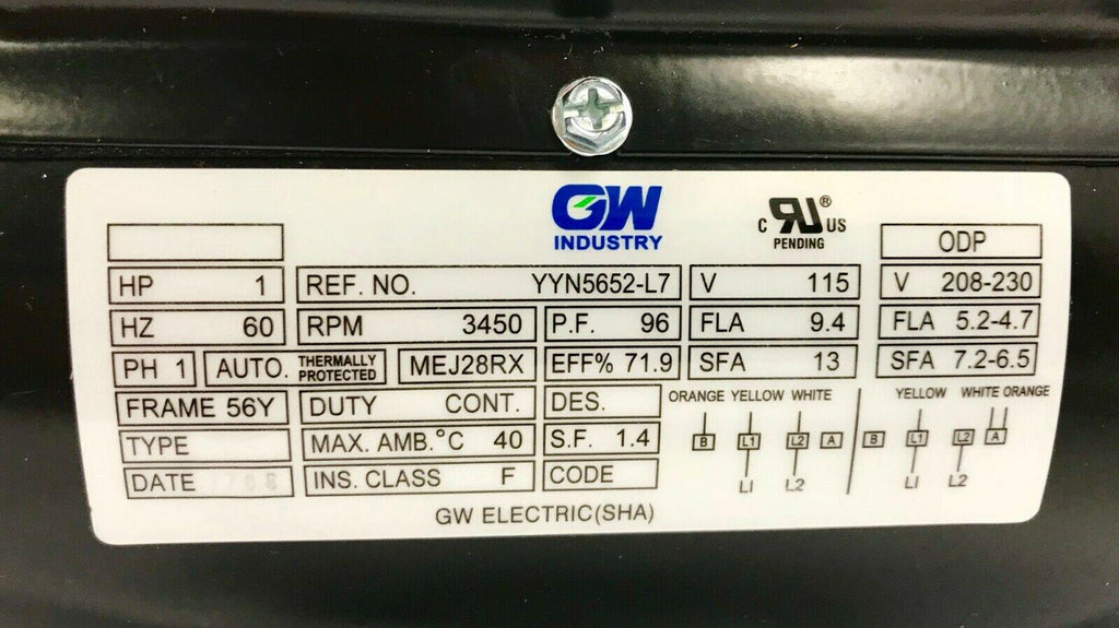 gw refurbished 56y frame square flange pool pump motor 1hp 1.5hp 2hp