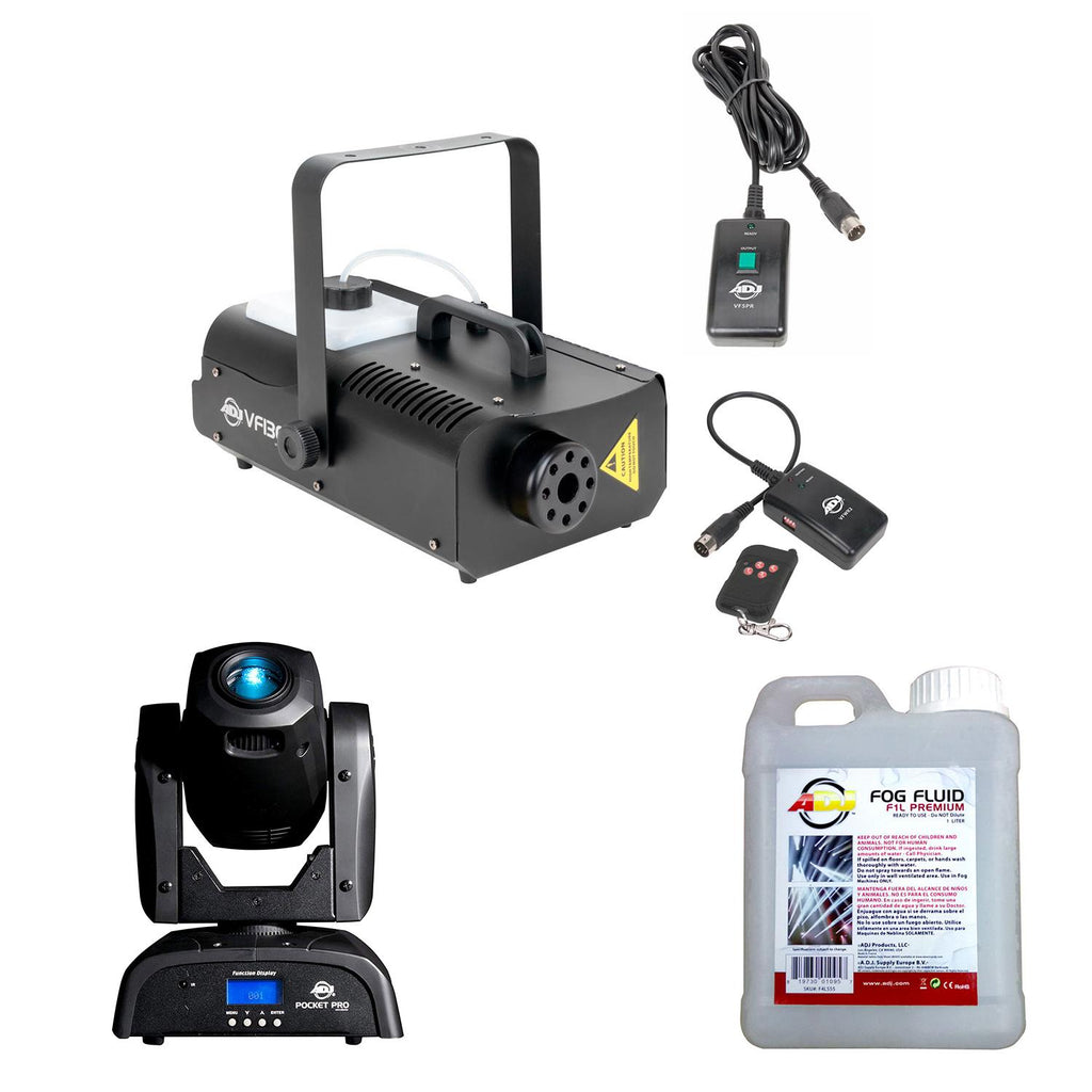 ADJ POCKET PRO 25W Mini Spot Moving Light w/ 7 Colors &amp; Fog Machine &amp; Fog Fluid