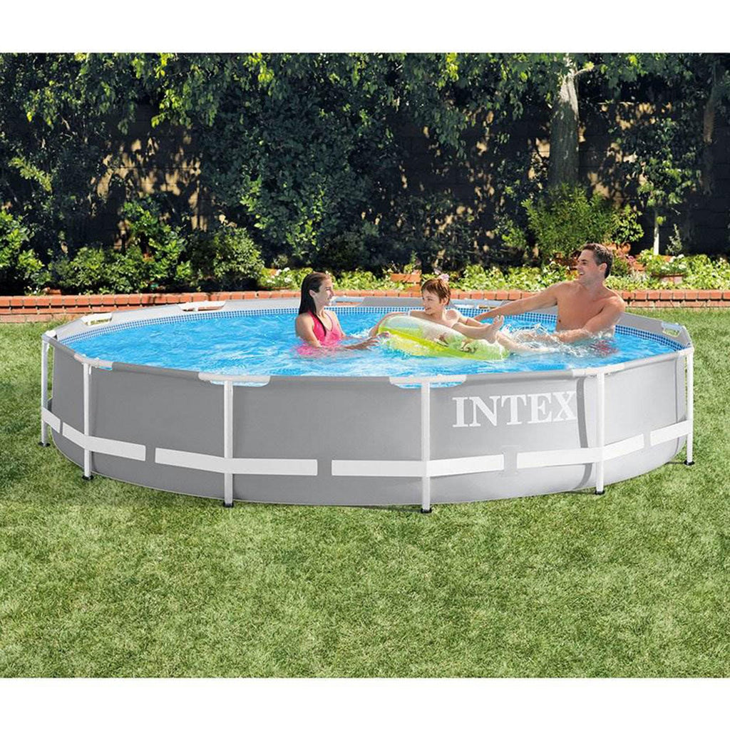 intex 12 ft x 30 in steel frame pool | cover | filter pump | h cartridge 2 pack