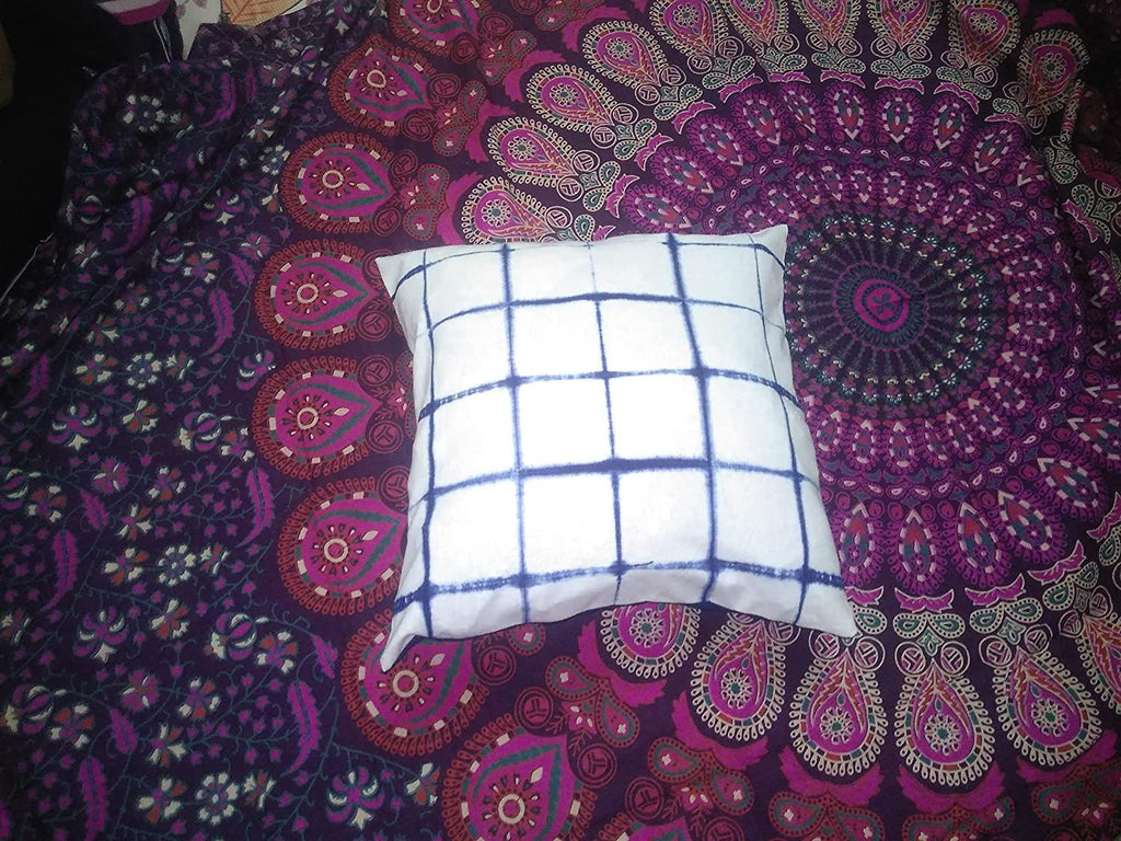 Black &amp; White Square Pillow, Tie Dye Cushions, Decorative Cotton Throw, Shibori Pillow Cases, Outdoor Cushion Cover 16x16, Bohemian Pillow Shams (50)