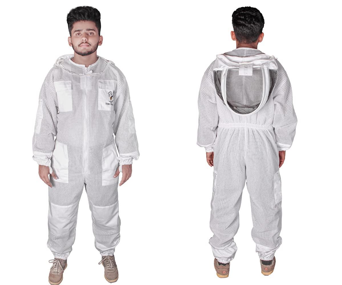 toor traders 3 layers mesh ventilated ultra breeze bee suit with fencing veil hood beekeeping hat - bee suits for men &amp; women professional &amp; beginner beekeeper.