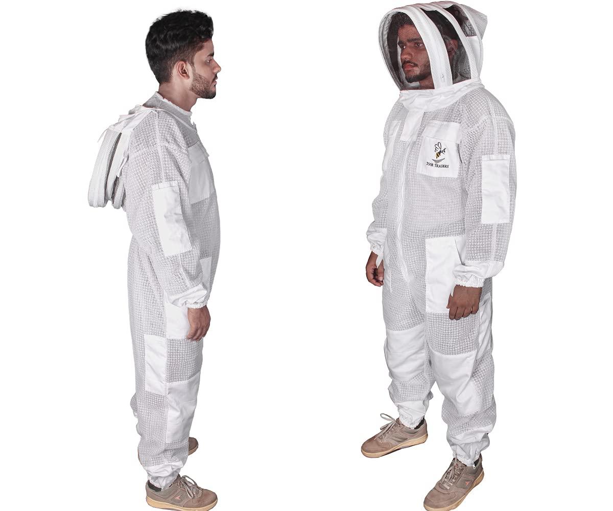 toor traders 3 layers mesh ventilated ultra breeze bee suit with fencing veil hood beekeeping hat - bee suits for men &amp; women professional &amp; beginner beekeeper.