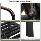 JIRTEMOT 50" Long Steel WELCOME Patio Garden Outdoor Park Bench Backyard Décor Black