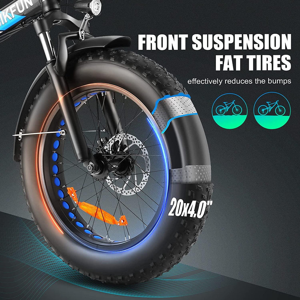 ANCHEER 20" 4.0 Fat Tire Electric Dirt Bikes, 20 inch 48V 500 Watt Adults Electric Bicycles Folding Ebike 12.5Ah 600Wh Battery LCD Display, Electric Beach Cuiser Snow Bike