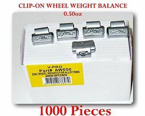 1000 Pcs ZN CLIP-ON Wheel Weight  0.50oz 1/2 oz AWZ0.50 OZ Zing Led Free