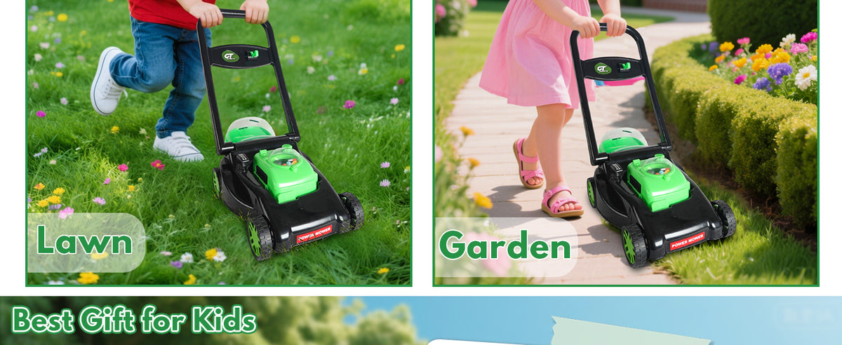Kids Lawn Mower with Realistic Grass-Cutting Action and Sounds – No Batteries Required | Fun Outdoor Push Toy, Birthday Gift &amp; Holiday Present for 3, 4, 5, 6Year Old Boys and Girls (Black)