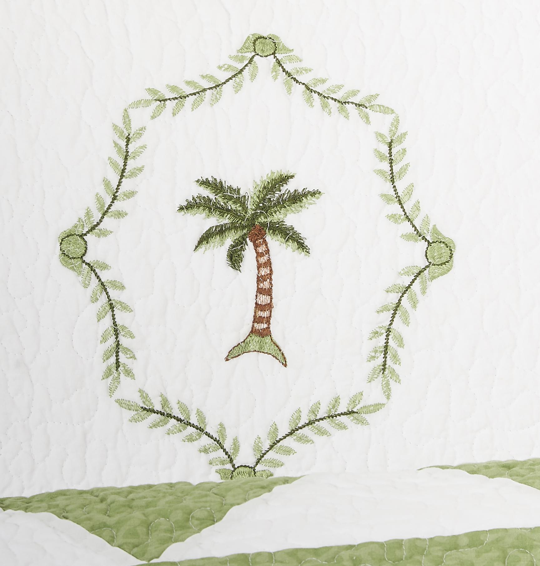 C&amp;F Home ique Embroidered Tropical Palm Tree Full/Queen Quilt Cotton Lightweight Coastal Beach Bedspread Coverlet