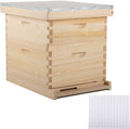 creworks bee hive, beehive bee box with 10 medium &amp;10 deep honeycomb foundation frames, bee keeping supplies starter kit for beginners, 2 layer langstroth beehive honey bee house bee hives