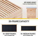 creworks bee hive, beehive bee box with 10 medium &amp;10 deep honeycomb foundation frames, bee keeping supplies starter kit for beginners, 2 layer langstroth beehive honey bee house bee hives