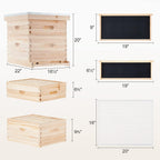 creworks bee hive, beehive bee box with 10 medium &amp;10 deep honeycomb foundation frames, bee keeping supplies starter kit for beginners, 2 layer langstroth beehive honey bee house bee hives