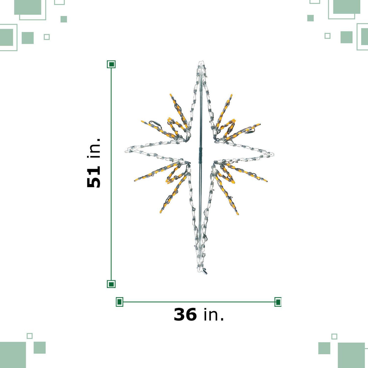 Fraser Hill Farm Christmas Giant Outdoor LED Lights, 4-Ft. Bethlehem Star in Pure White/Gold (51"H x 36"W)